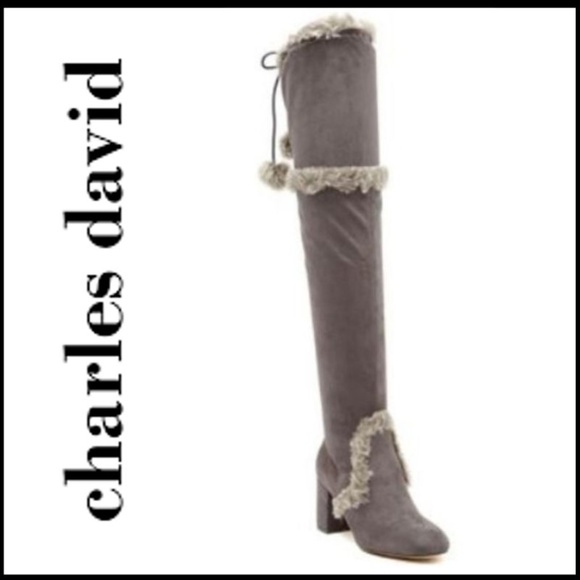 Charles David Shoes - NWT CHARLES DAVID Fur Trimmed OTK Vegan Suede Boot